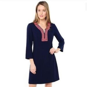 Lilly Pulitzer Bennett Shift Dress Navy Bead Embellished - Size 2